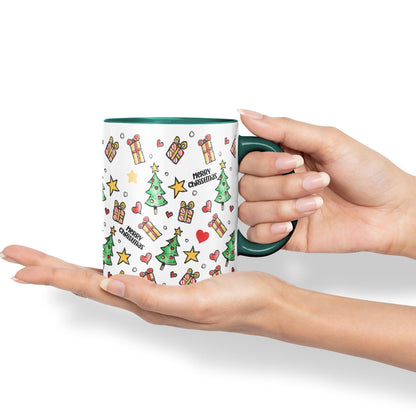 Vixar Christmas, Xmas Designs Tree Presents Coloured Ceramic Mug Cup Gift 330ml 11oz Work Office Tea Coffee Gift