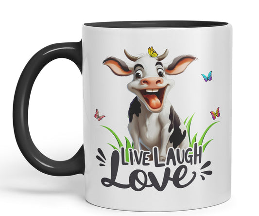 Life Laugh Love Cow Joke sarkasm Sarcastic Ceramic Coloured Mug Cup for Tea Coffee Hot Brew 330ml 11Oz Gift