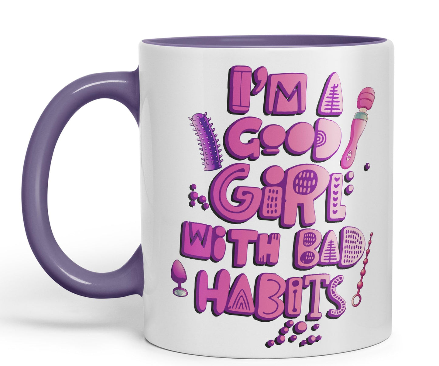 Vixar I'm Good Girl with Bad Habits Woman Toys Ceramic Coloured Mug Cup Gift Tea Coffee Christmas Office Home Sarcastic Joke