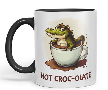 Hot Croc-olate, hot Chocolate Crocodile Joke sarkasm Sarcastic Ceramic Coloured Mug Cup for Tea Coffee Hot Brew 330ml 11Oz Gift