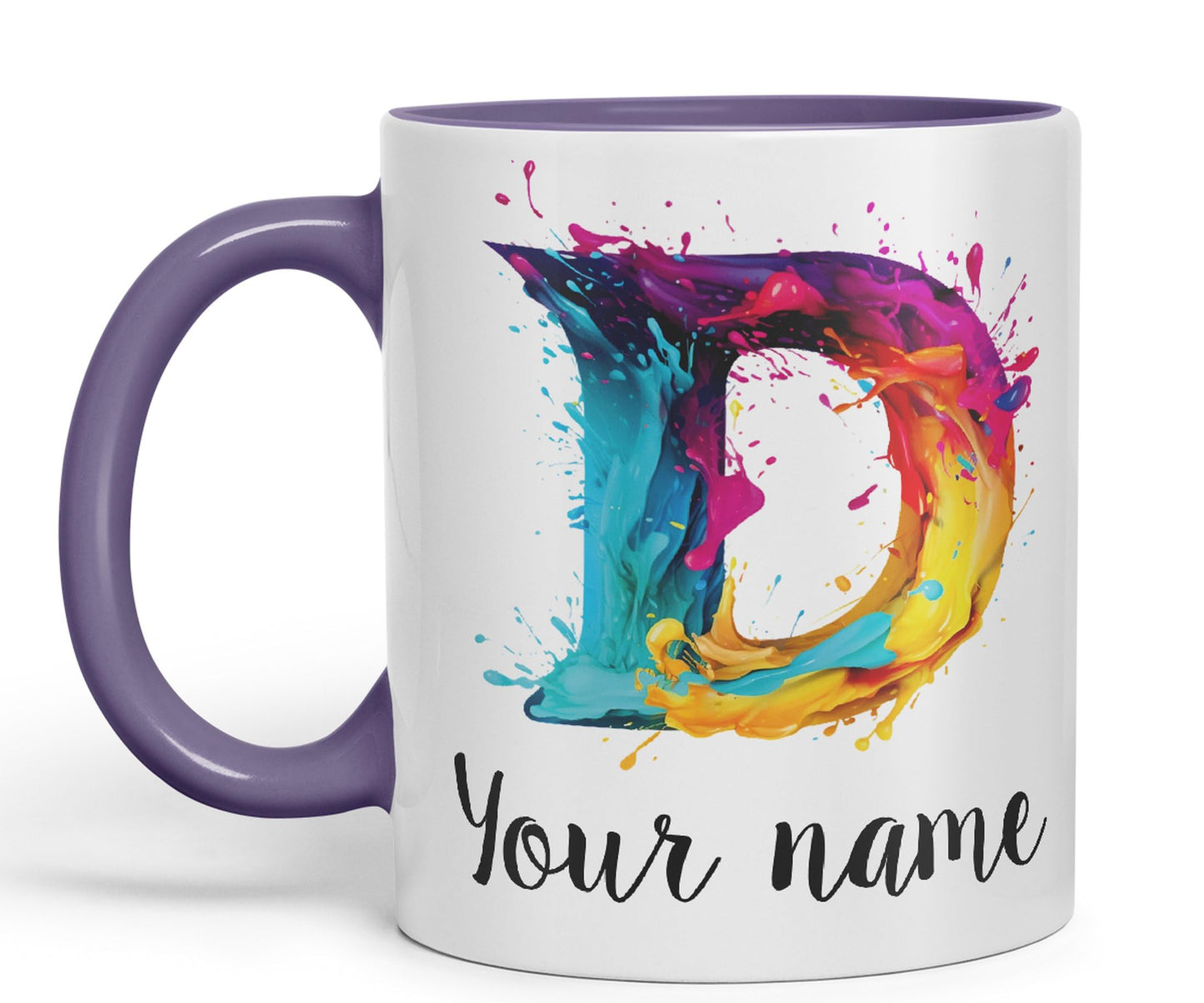 Personalised Letter D mug, Alphabet cusomized custom your Letter D Monogram watercolour Ceramic Coloured Mug Cup for Tea Coffee Hot brew 330ml 11Oz Gift