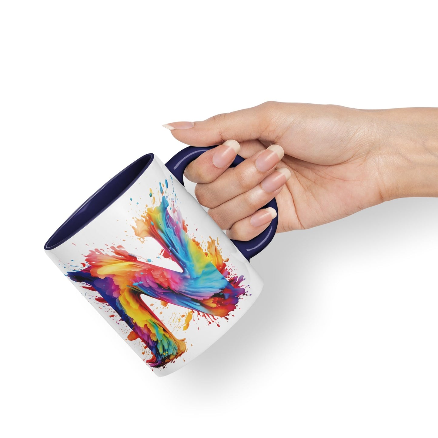 Letter N mug, Alphabet Letter N Monogram watercolour Ceramic Coloured Mug Cup for Tea Coffee Hot brew 330ml 11Oz Gift