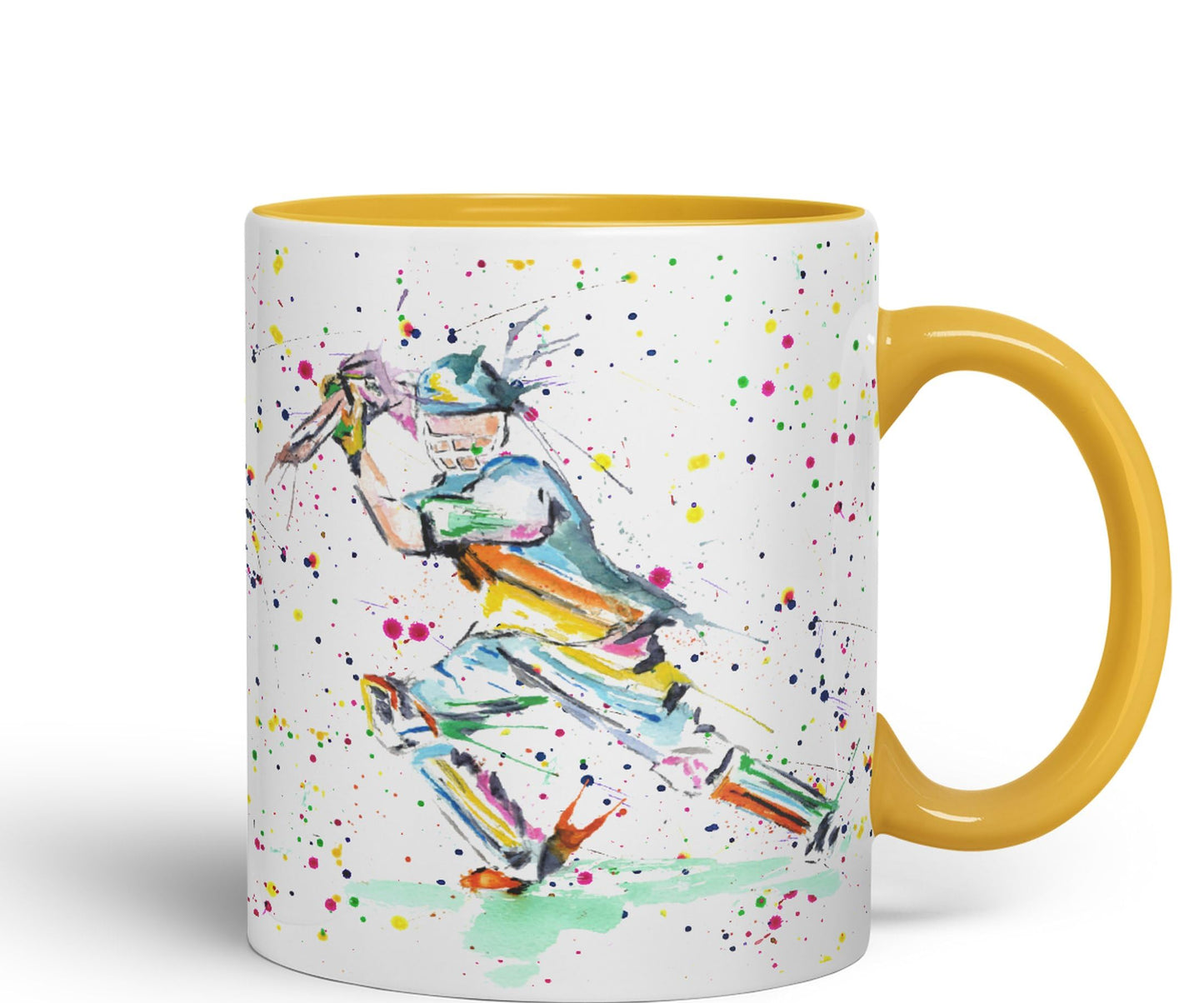 Cricket Sport Sportsmen Watercolour Ceramic Coloured Mug Cup for Tea Coffee Hot brew 330ml 11Oz Gift