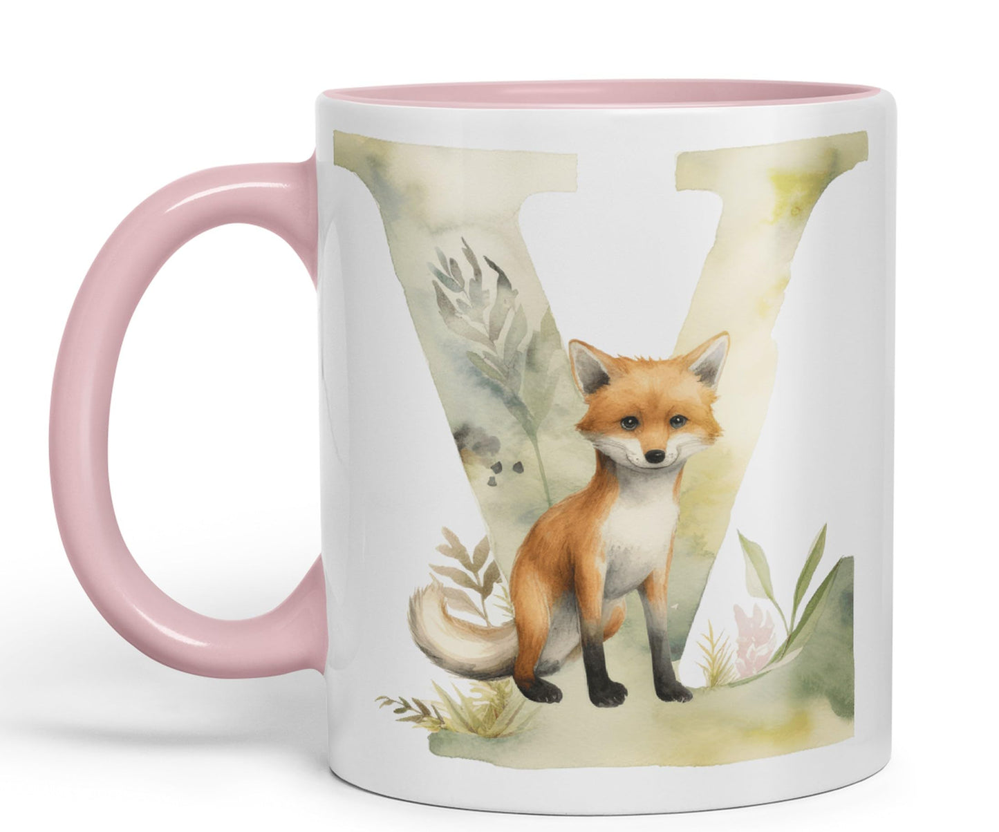 Letter V mug, Animals Alphabet Letter V Monogram animal for kids Ceramic Coloured Mug Cup for Tea Coffee Hot brew 330ml 11Oz Gift