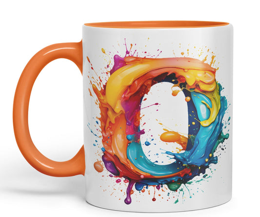 Letter O mug, Alphabet Letter O Monogram watercolour Ceramic Coloured Mug Cup for Tea Coffee Hot brew 330ml 11Oz Gift