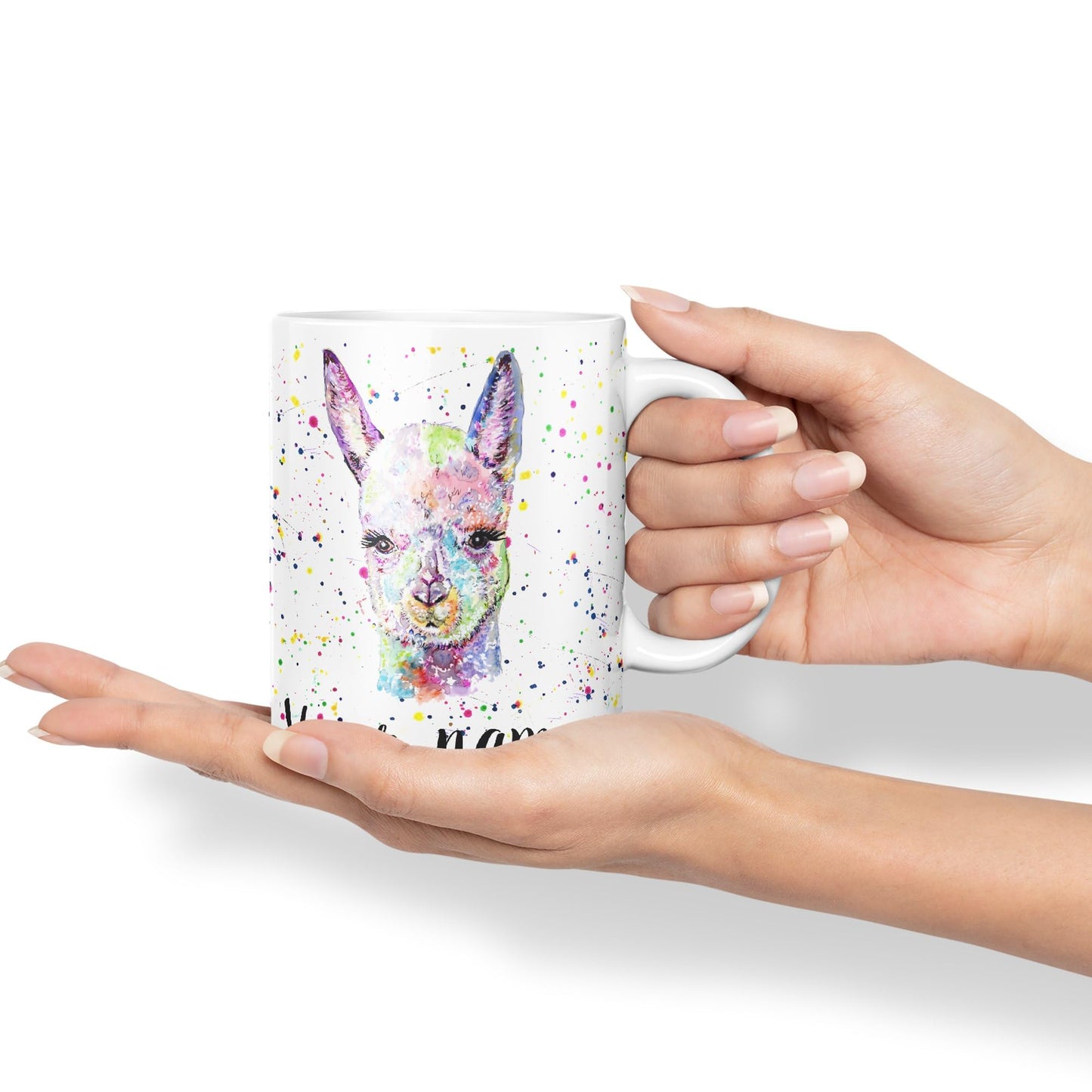 Vixar Personalised with Your Text Alpaca Llama Watercolour Art Coloured Ceramic Mug Cup Gift 330ml 11oz Custom Work Office Tea Coffee