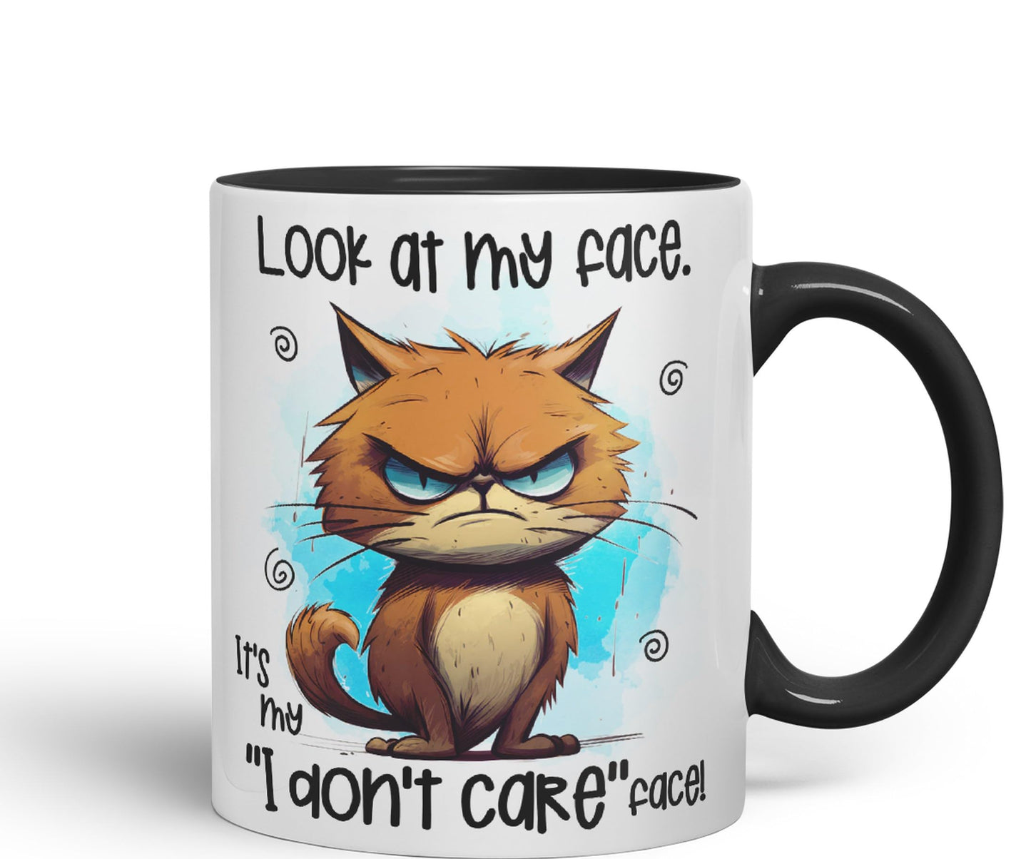 Look at My face, It's My ''I Don't Care'' face, cat Joke sarkasm Sarcastic Ceramic Coloured Mug Cup for Tea Coffee Hot Brew 330ml 11Oz Gift