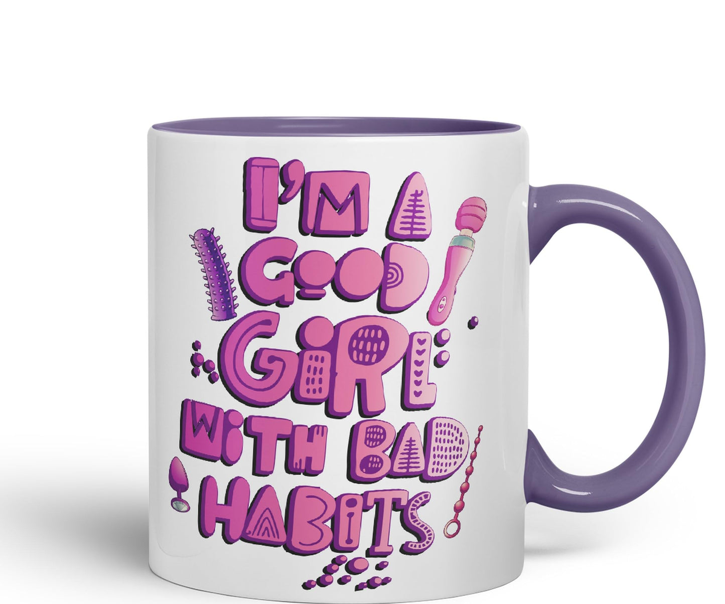 Vixar I'm Good Girl with Bad Habits Woman Toys Ceramic Coloured Mug Cup Gift Tea Coffee Christmas Office Home Sarcastic Joke