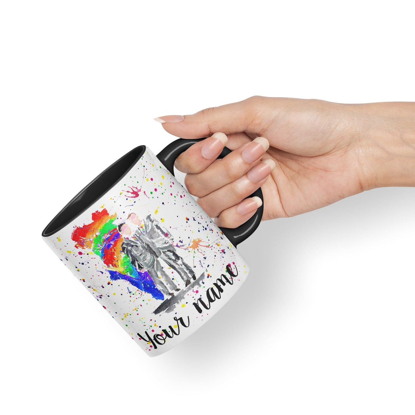 Vixar Personalised with Your Text Wedding Mr and Mr Pride Gay Art Coloured Ceramic Mug Cup Gift 330ml 11oz Custom Work Office Tea Coffee