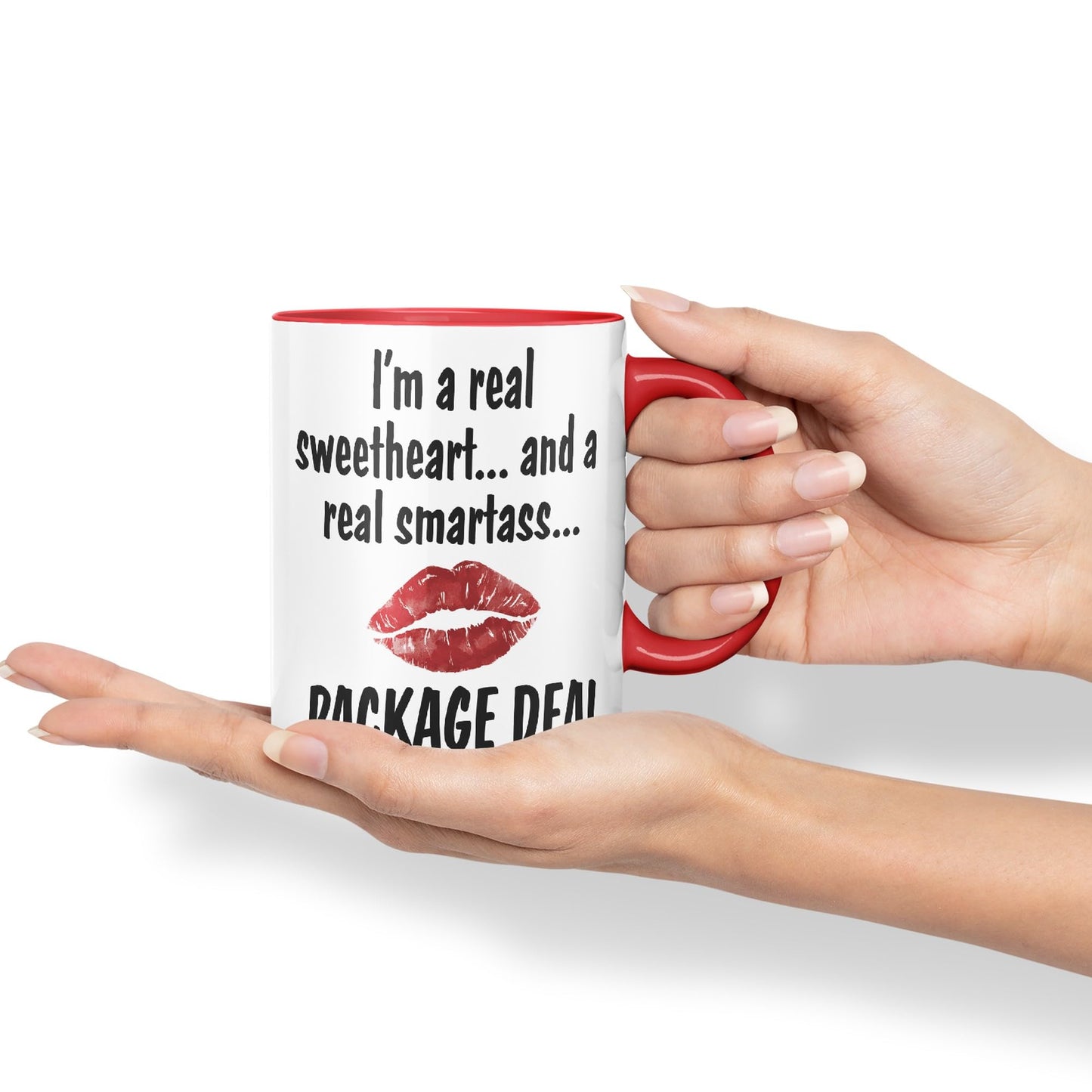 I'm a Real Seetheart … and a Real Smartass.. Package Deal Joke Sarcastic bee Ceramic Coloured Mug Cup for Tea Coffee Hot Brew 330ml 11Oz