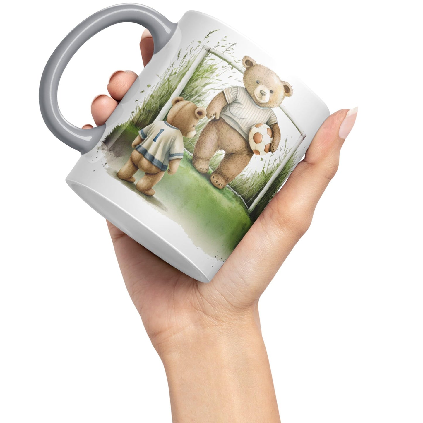 Vixar Teddy Bear Football Father and Son Ceramic Mug Coloured Mug Cup Gift Birthday Work Office Tea Coffee