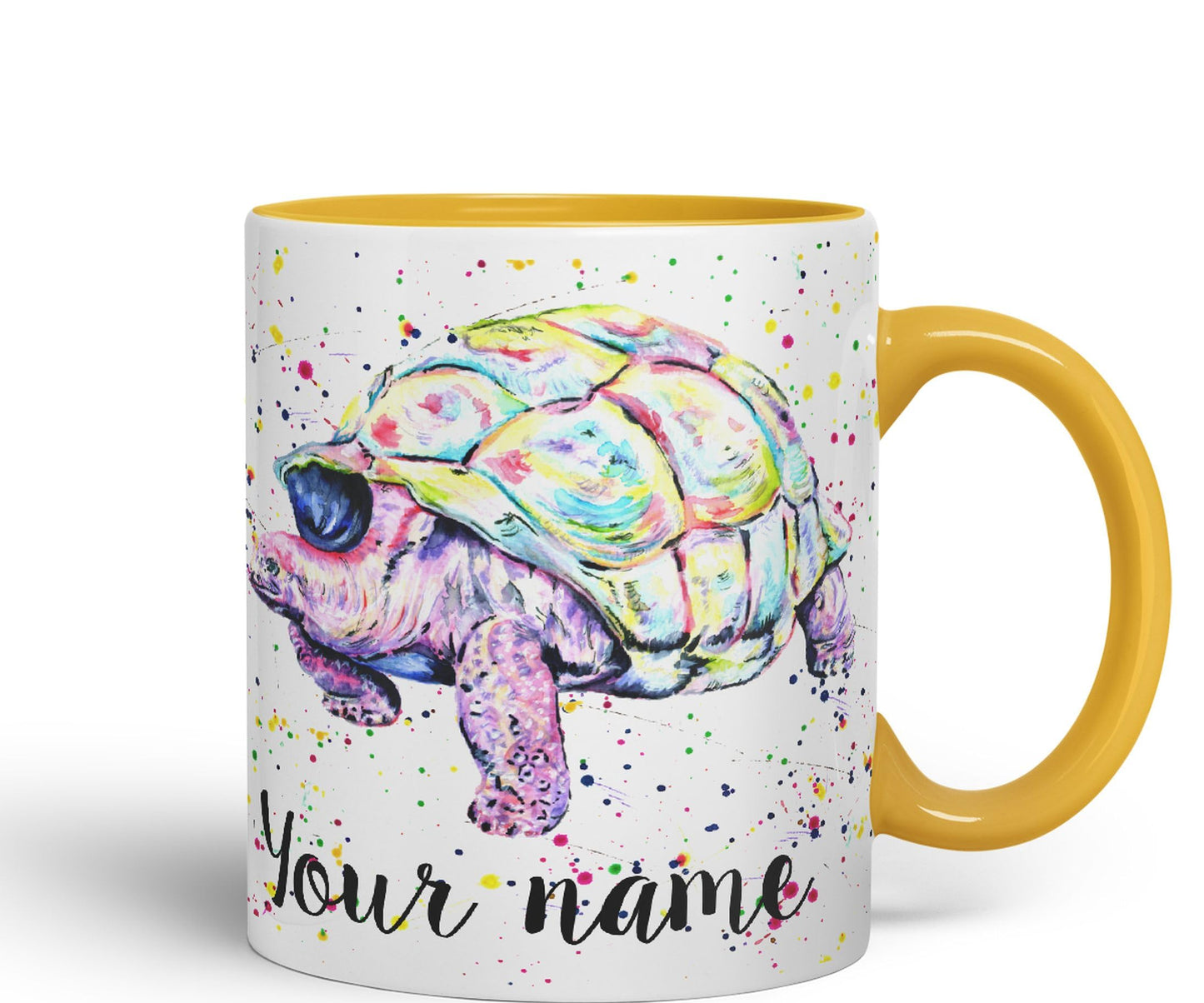 Personalised mug with Your Text name Tortoise Sea animals Watercolour Art Coloured Ceramic Mug Cup Gift 330ml 11oz Custom Work Office Tea Coffee