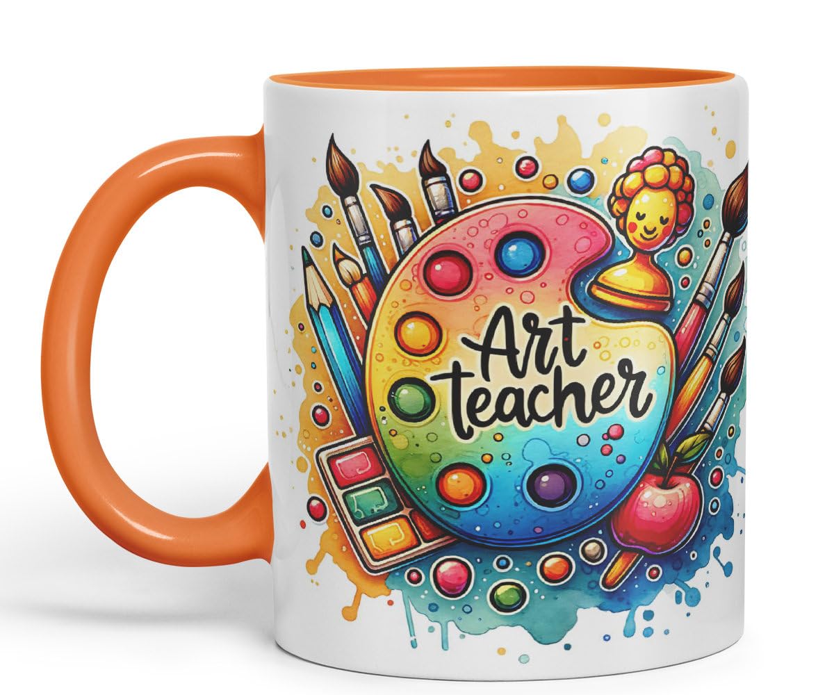 Vixar Art Teacher Mug Thank You, End of School Gift Ceramic Coloured Mug Cup for Tea Coffee Hot Brew 330ml 11Oz Gift