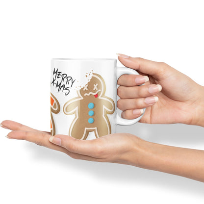 Vixar Gingerbread Man Cake Christmas, Xmas Designs Presents Coloured Ceramic Mug Cup Gift 330ml 11oz Work Office Tea Coffee Gift (CH1)