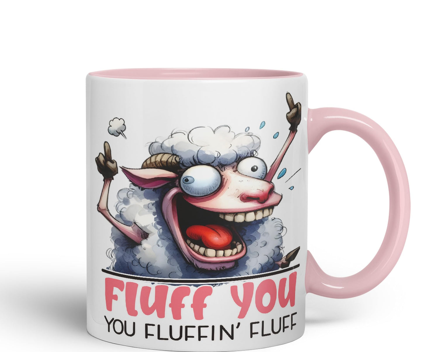 Fluff You, You Fluffin' Fluff Sheep Joke sarkasm Sarcastic Ceramic Coloured Mug Cup for Tea Coffee Hot Brew 330ml 11Oz Gift