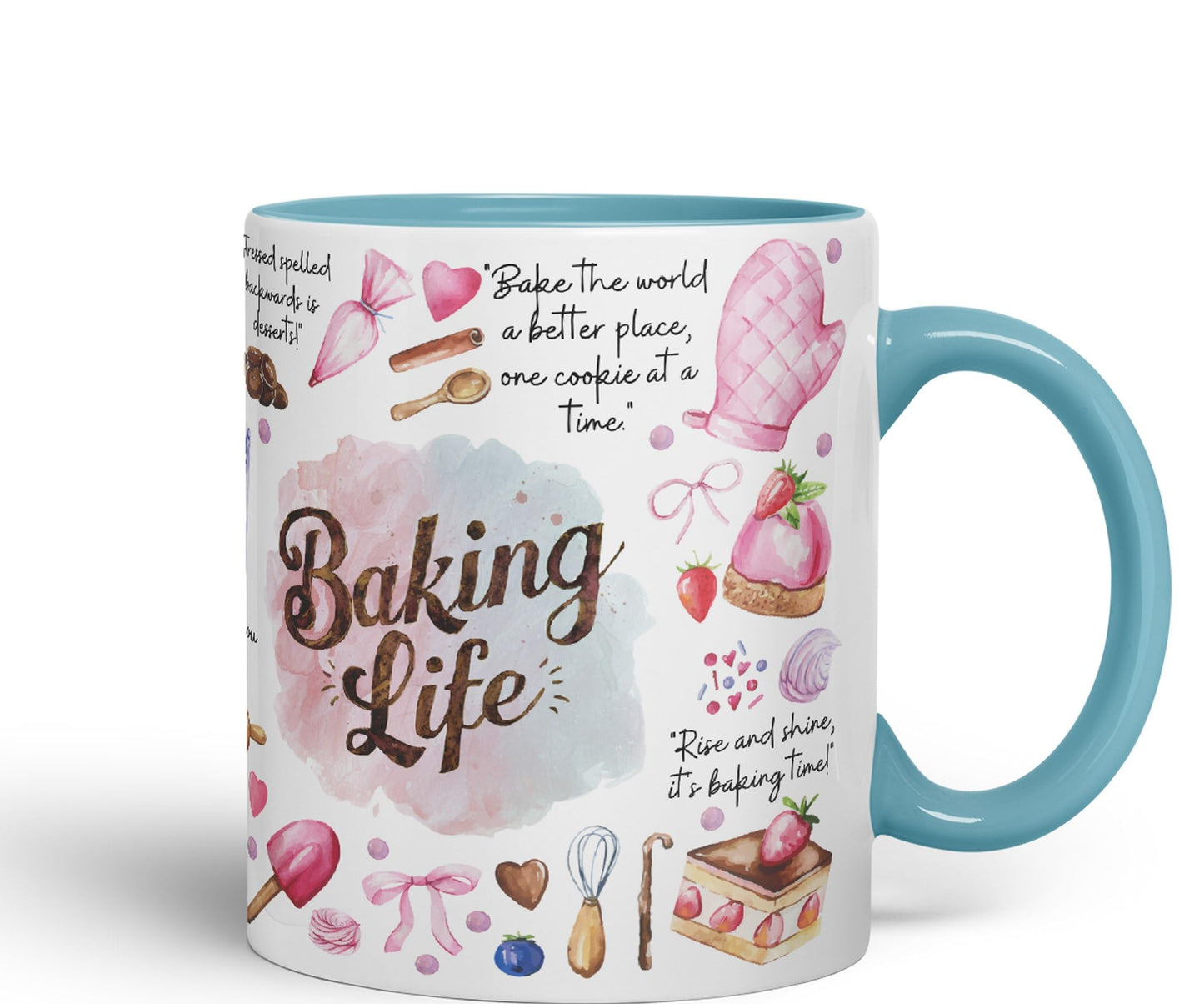 Baking Life Desserts Bake Joke sarkasm Sarcastic Ceramic Coloured Mug Cup for Tea Coffee Hot Brew 330ml 11Oz Gift