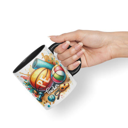 Vixar PE Teacher Mug Thank You, End of School Gift Ceramic Coloured Mug Cup for Tea Coffee Hot Brew 330ml 11Oz Gift