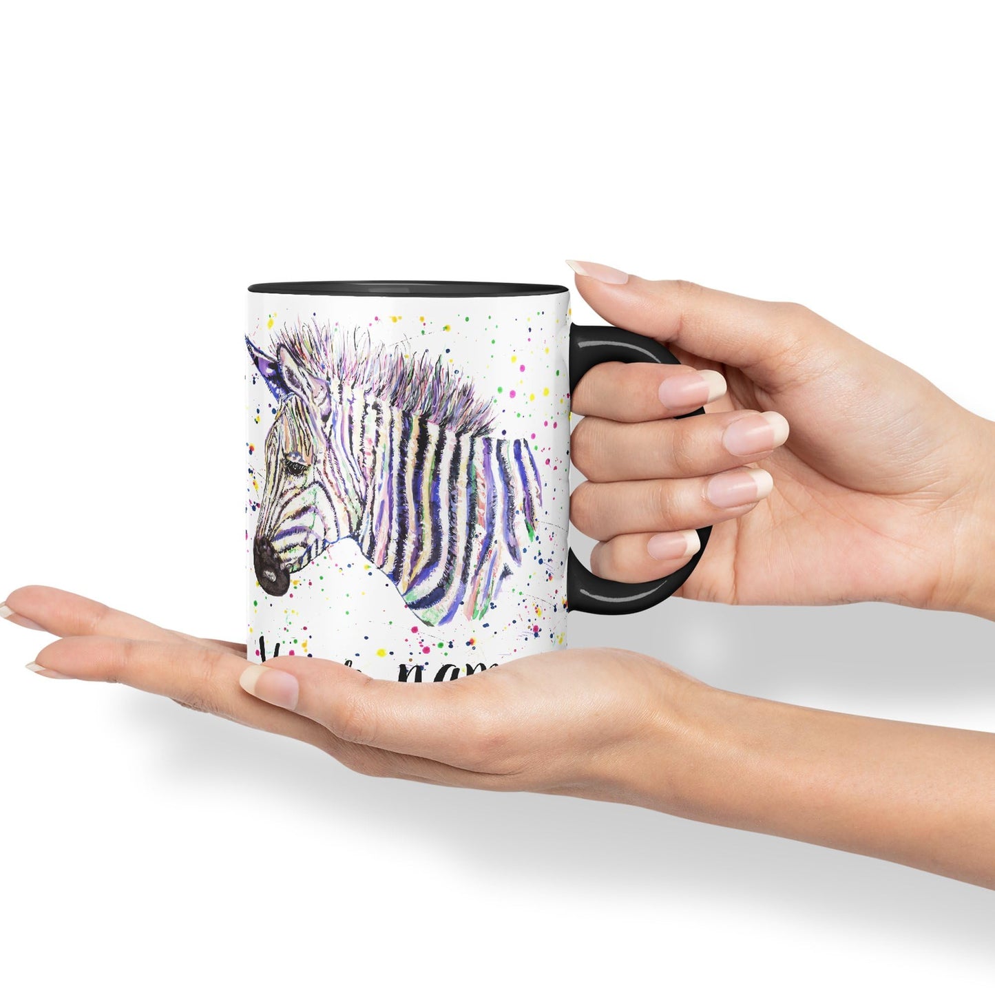 Vixar Personalised with Your Text Zebra Wildlife Animals Art Coloured Ceramic Mug Cup Gift 330ml 11oz Custom Work Office Tea Coffee