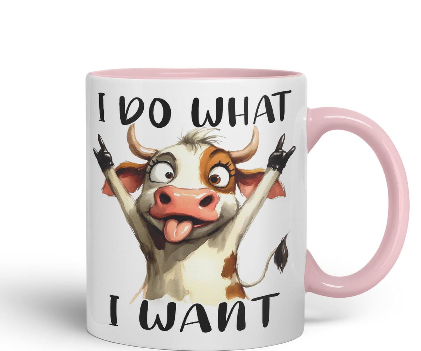 I Do What, I Want Cow Joke sarkasm Sarcastic Ceramic Coloured Mug Cup for Tea Coffee Hot Brew 330ml 11Oz Gift