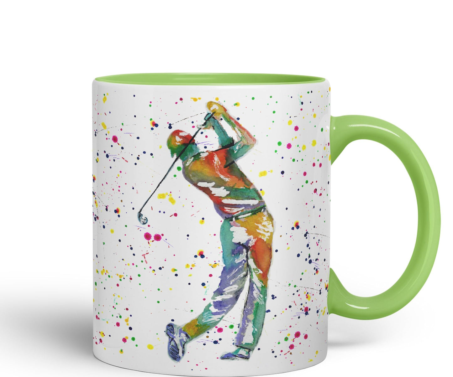 Golfer Golf Sport Watercolour hobby Ceramic Coloured Mug Cup for Tea Coffee Hot brew 330ml 11Oz Gift