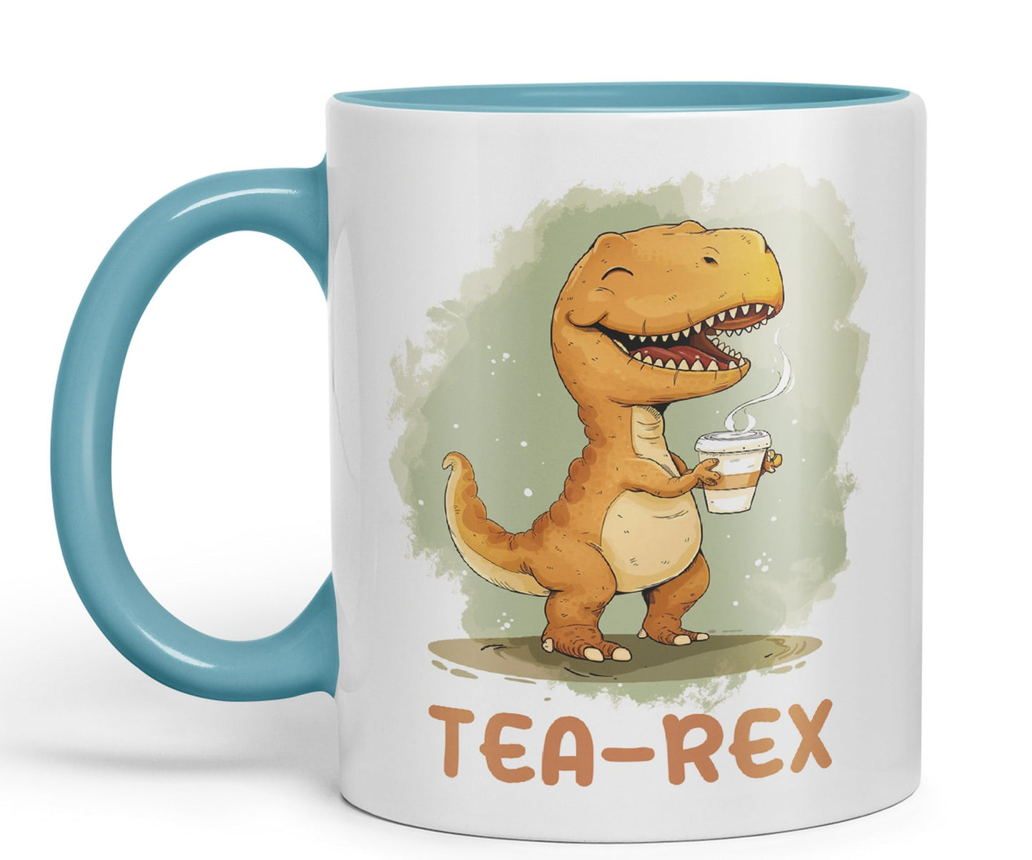 Tea-Rex, Dinosaurus, Dino Joke sarkasm Sarcastic Ceramic Coloured Mug Cup for Tea Coffee Hot Brew 330ml 11Oz Gift