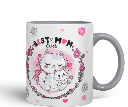 Vixar Best Mum Ever Cat with Kitten Ceramic Coloured Mug Cup Gift Tea Coffee Christmas Office Home