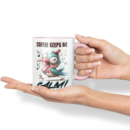 Coffe Keeps me Calm Bird Joke sarkasm Sarcastic Ceramic Coloured Mug Cup for Tea Coffee Hot Brew 330ml 11Oz Gift