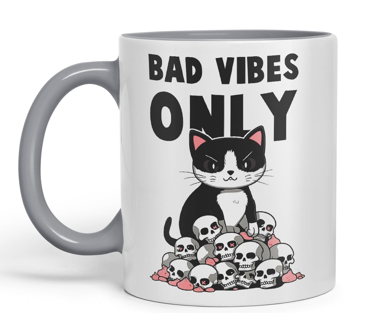 Bad Vibes Cats Sarcastic Joke Ceramic Coloured Mug Cup for Tea Coffee Hot Brew 330ml 11oz