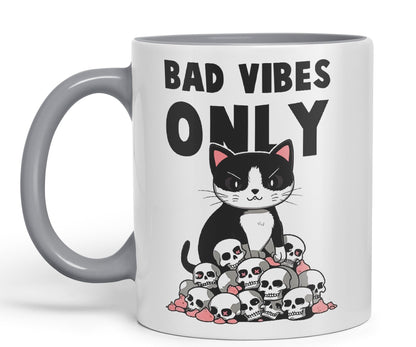 Bad Vibes Cats Sarcastic Joke Ceramic Coloured Mug Cup for Tea Coffee Hot Brew 330ml 11oz