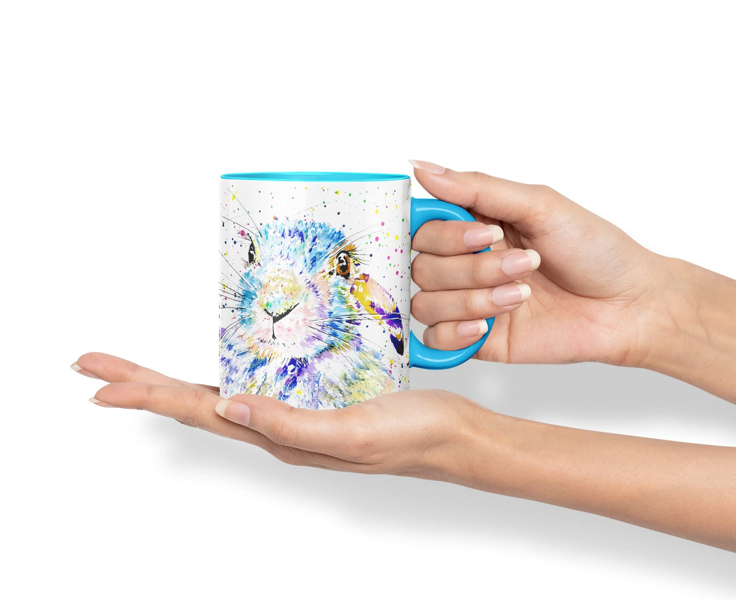 Vixar Bunny Rabbit Hare Animals Watercolour Art Coloured Mug Cup Gift Birthday Work Office Tea Coffee