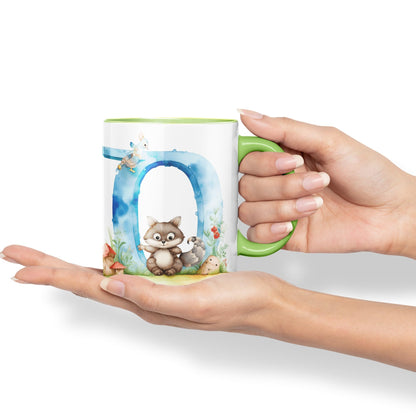 Letter Q mug, Animals Alphabet Letter Q Monogram animal for kids Ceramic Coloured Mug Cup for Tea Coffee Hot brew 330ml 11Oz Gift