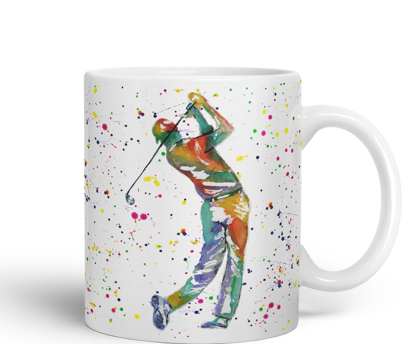 Golfer Golf Sport Watercolour hobby Ceramic Coloured Mug Cup for Tea Coffee Hot brew 330ml 11Oz Gift