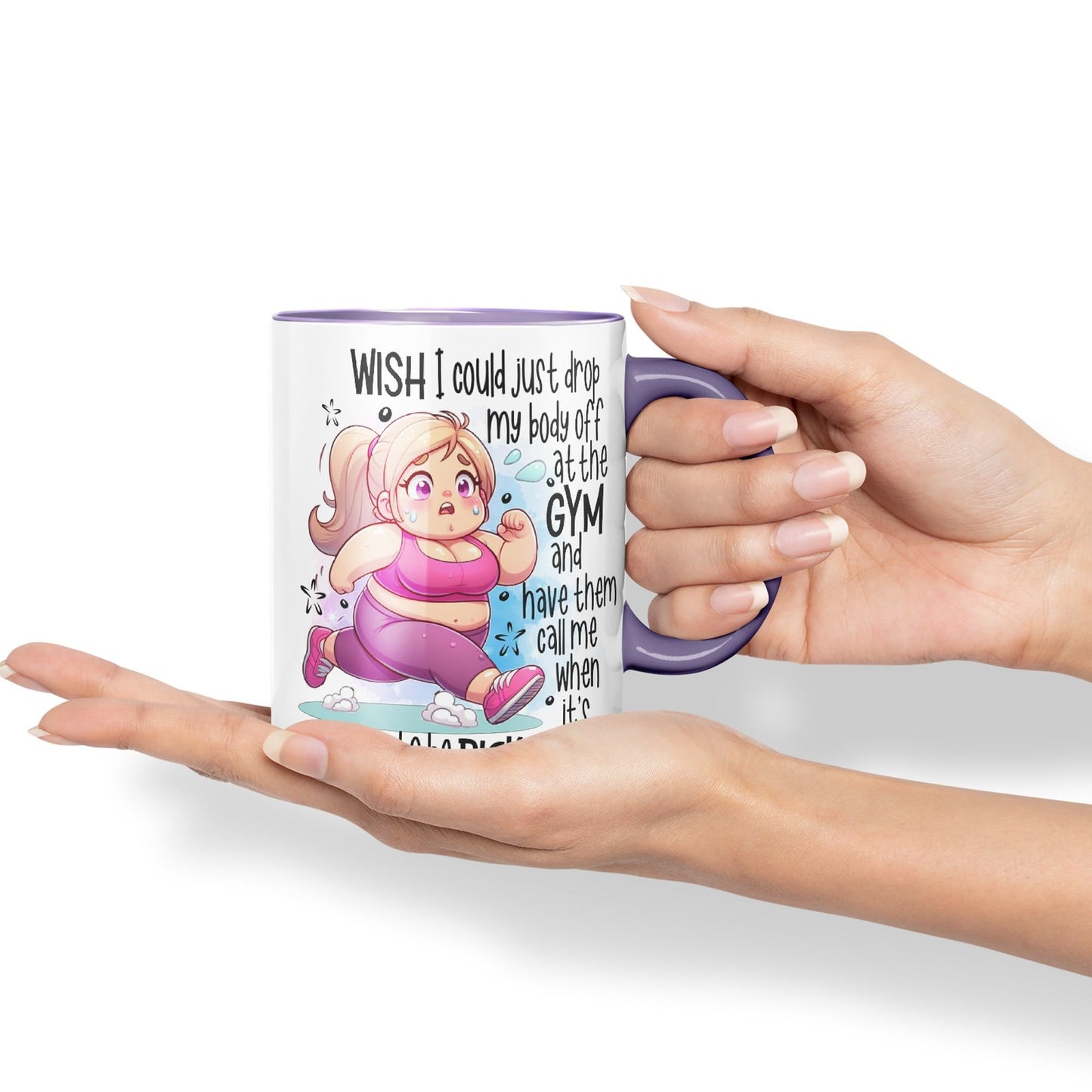 Wish I Could just Drop My Body Off at The Gym and Have Them Call me..., Joke sarkasm Sarcastic Ceramic Coloured Mug Cup for Tea Coffee Hot Brew 330ml 11Oz Gift