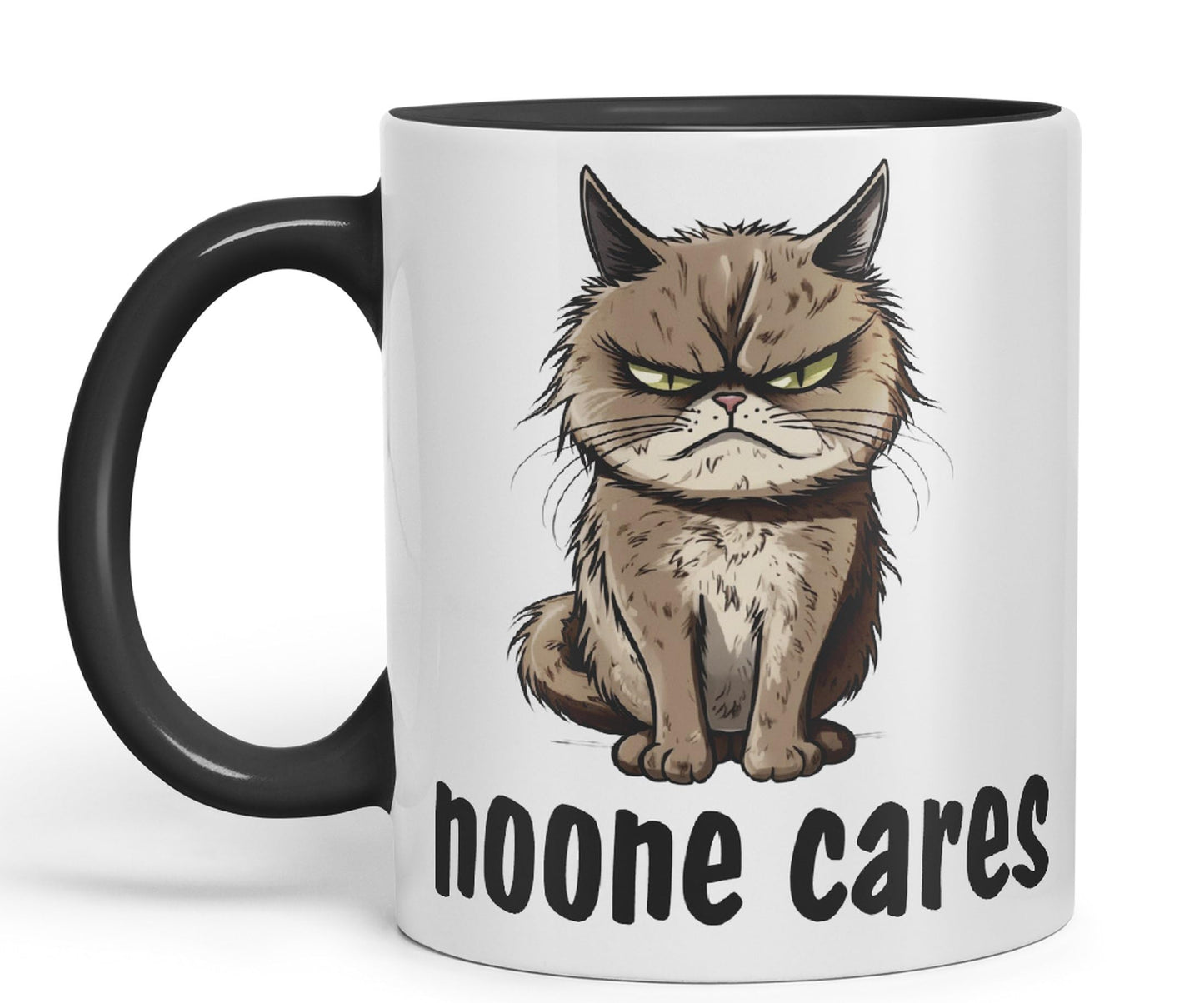 Nooone Cares Cat Kitten Joke sarkasm Sarcastic Ceramic Coloured Mug Cup for Tea Coffee Hot Brew 330ml 11Oz Gift