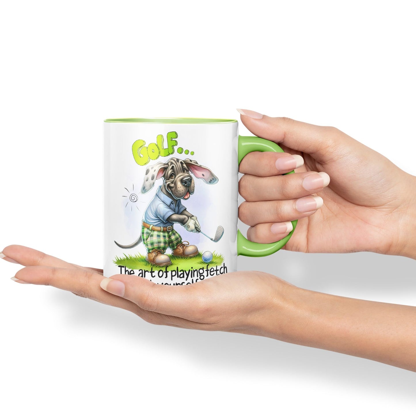 Golf … The Art of playingfetch with Your self, Dog Joke sarkasm Ceramic Coloured Mug Cup for Tea Coffee Hot Brew 330ml 11Oz Gift