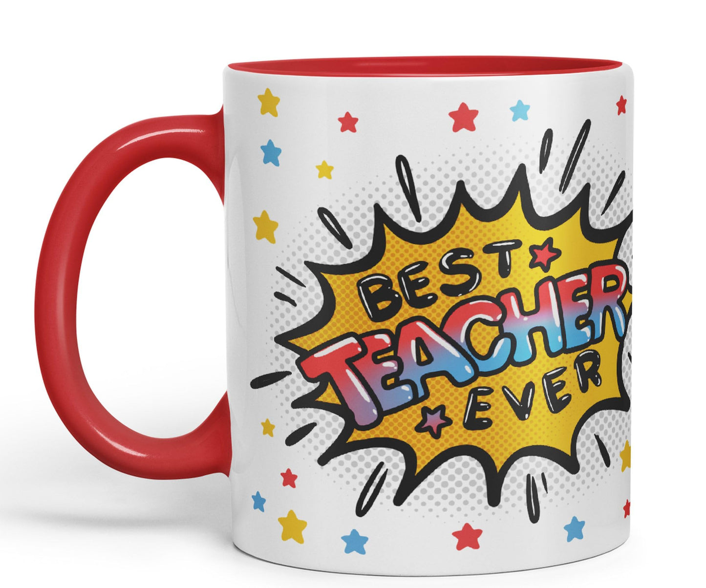 Vixar Best Teacher Ever, Ceramic 330 ml 11oz Coloured Mug Cup, Teacher Gift from Kids, School Gift, end of Year for Coffee Tea (T3)