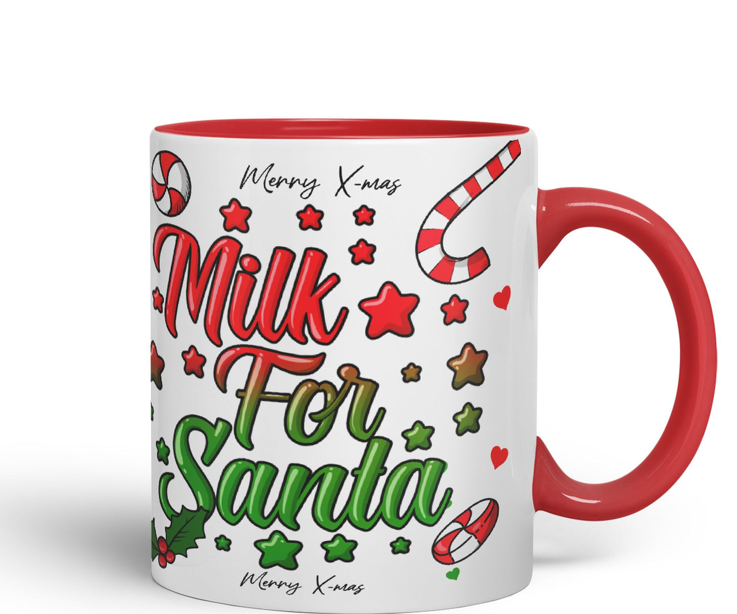 Vixar Milk for Santa Christmas Xmas Designs Tree Presents Coloured Ceramic Mug Cup Gift 330ml 11oz Work Office Tea Coffee Gift (CH3)