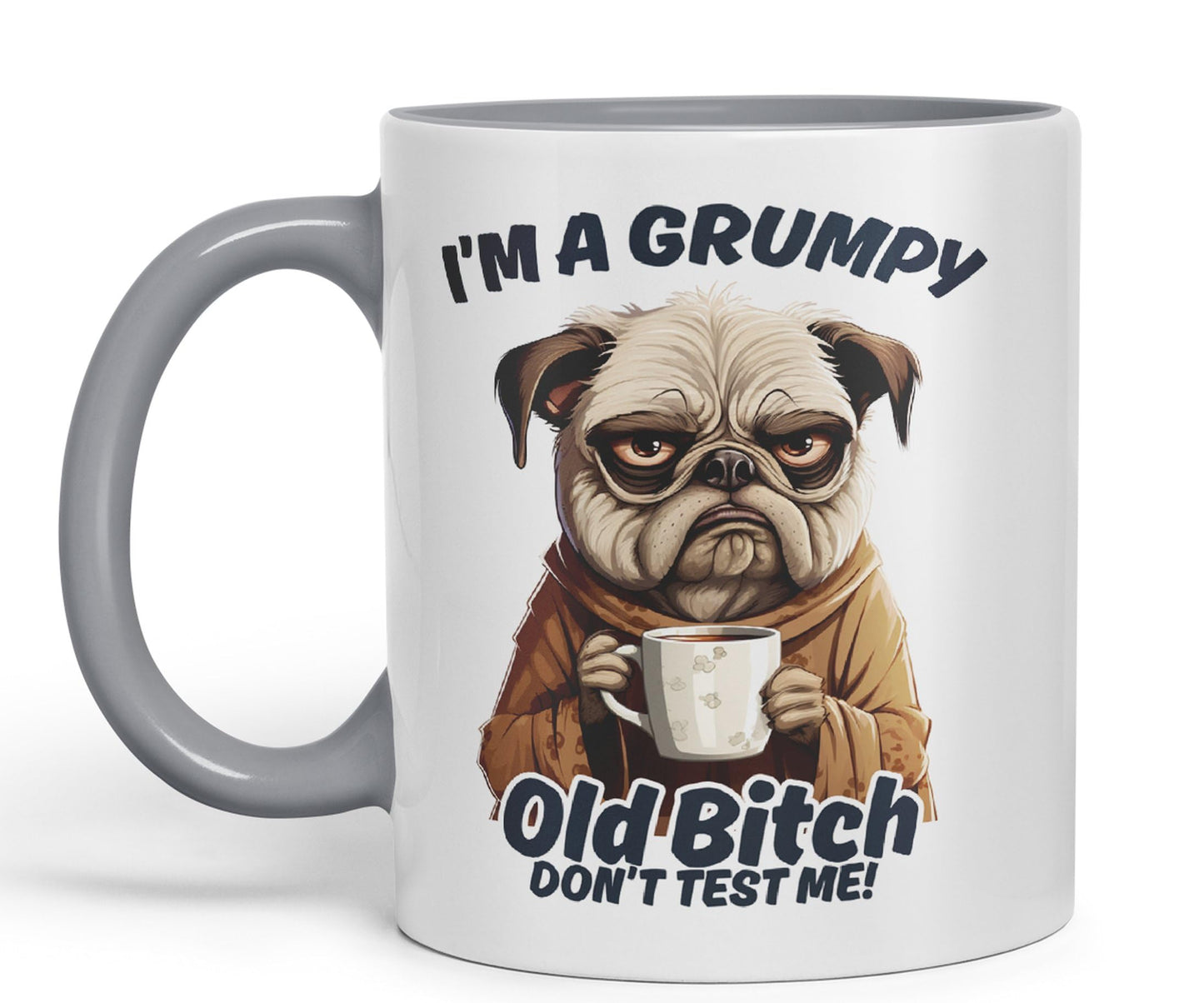 I'm A Grumpy Old Bitch Don’t Test me! Joke sarkasm Sarcastic Ceramic Coloured Mug Cup for Tea Coffee Hot Brew 330ml 11Oz Gift