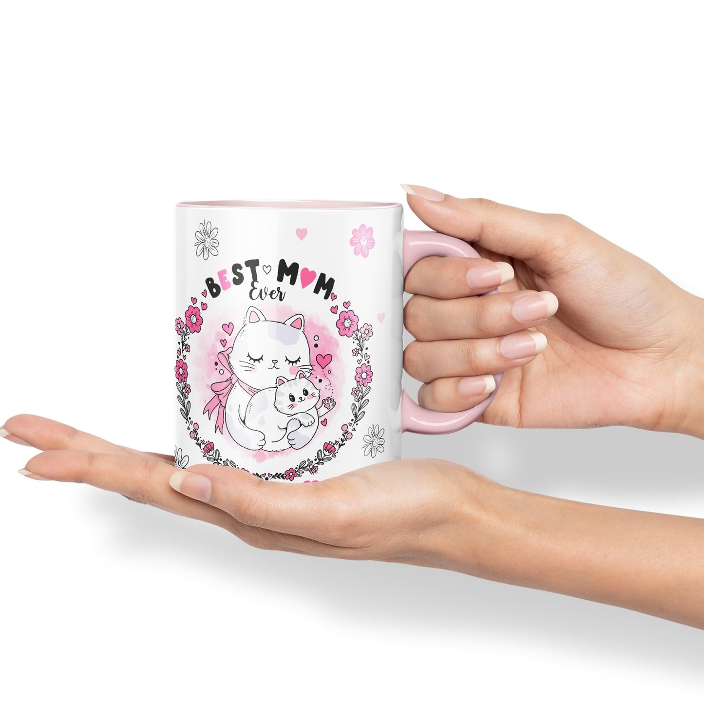 Vixar Best Mum Ever Cat with Kitten Ceramic Coloured Mug Cup Gift Tea Coffee Christmas Office Home