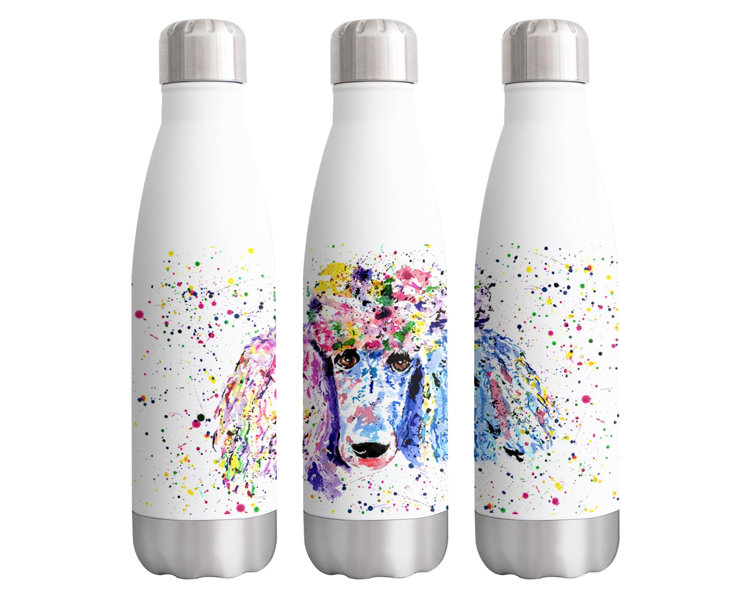 Vixar Poodle Bridge Dog Pet animals Watercolour Bottle double Wall insulated Stainless steel sport Drinks 500ml