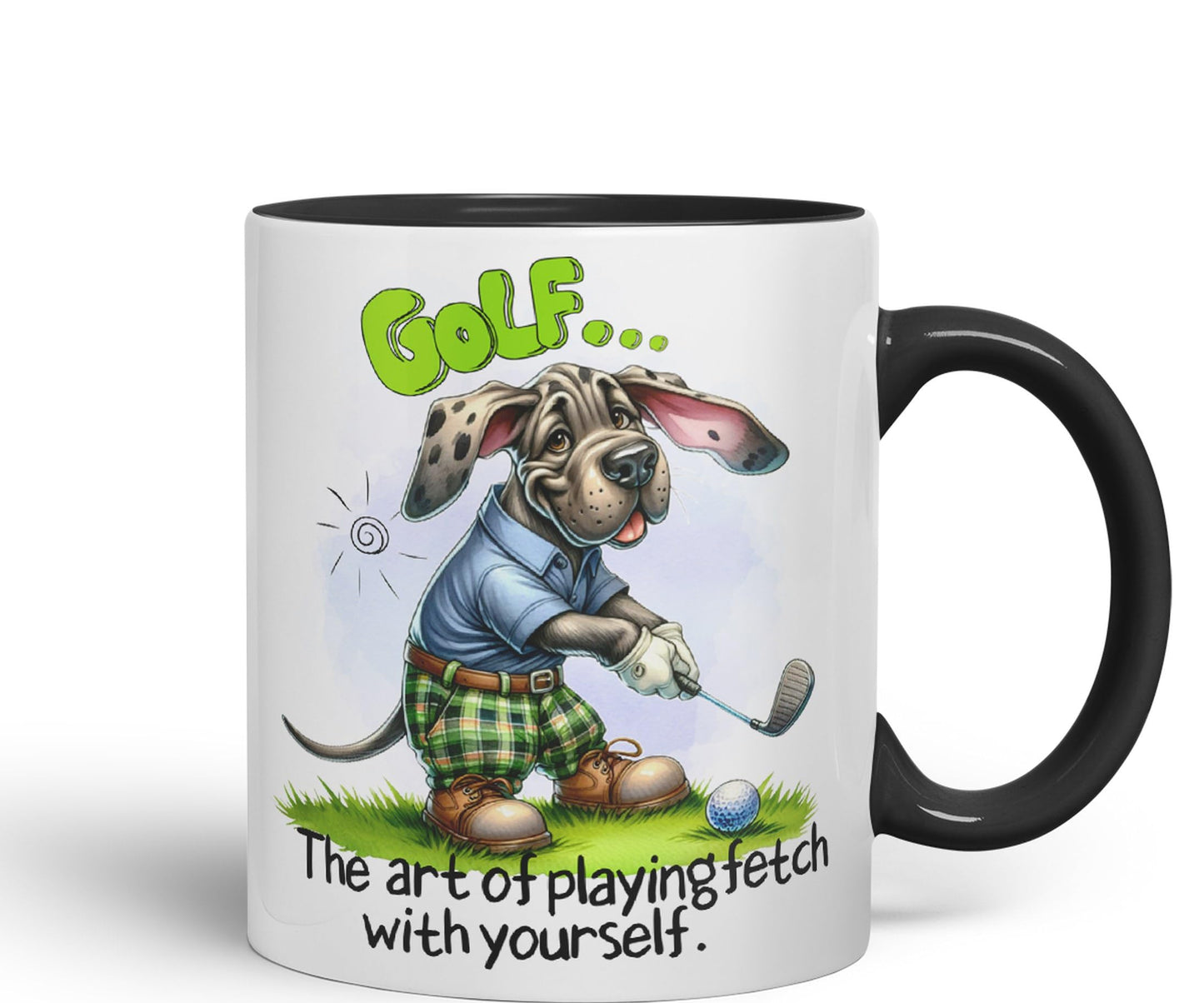 Golf … The Art of playingfetch with Your self, Dog Joke sarkasm Ceramic Coloured Mug Cup for Tea Coffee Hot Brew 330ml 11Oz Gift