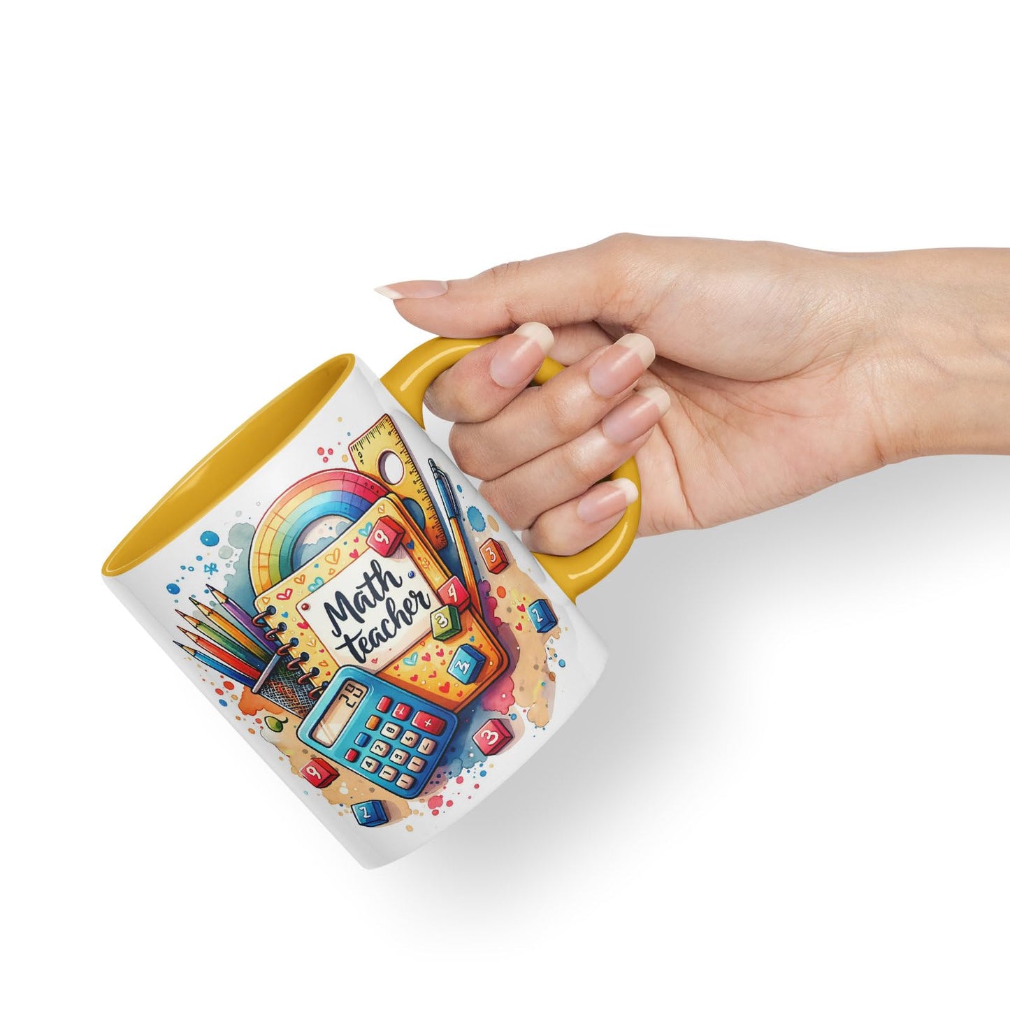 Vixar Math Teacher Mug Thank You, End of School Gift Ceramic Coloured Mug Cup for Tea Coffee Hot Brew 330ml 11Oz Gift