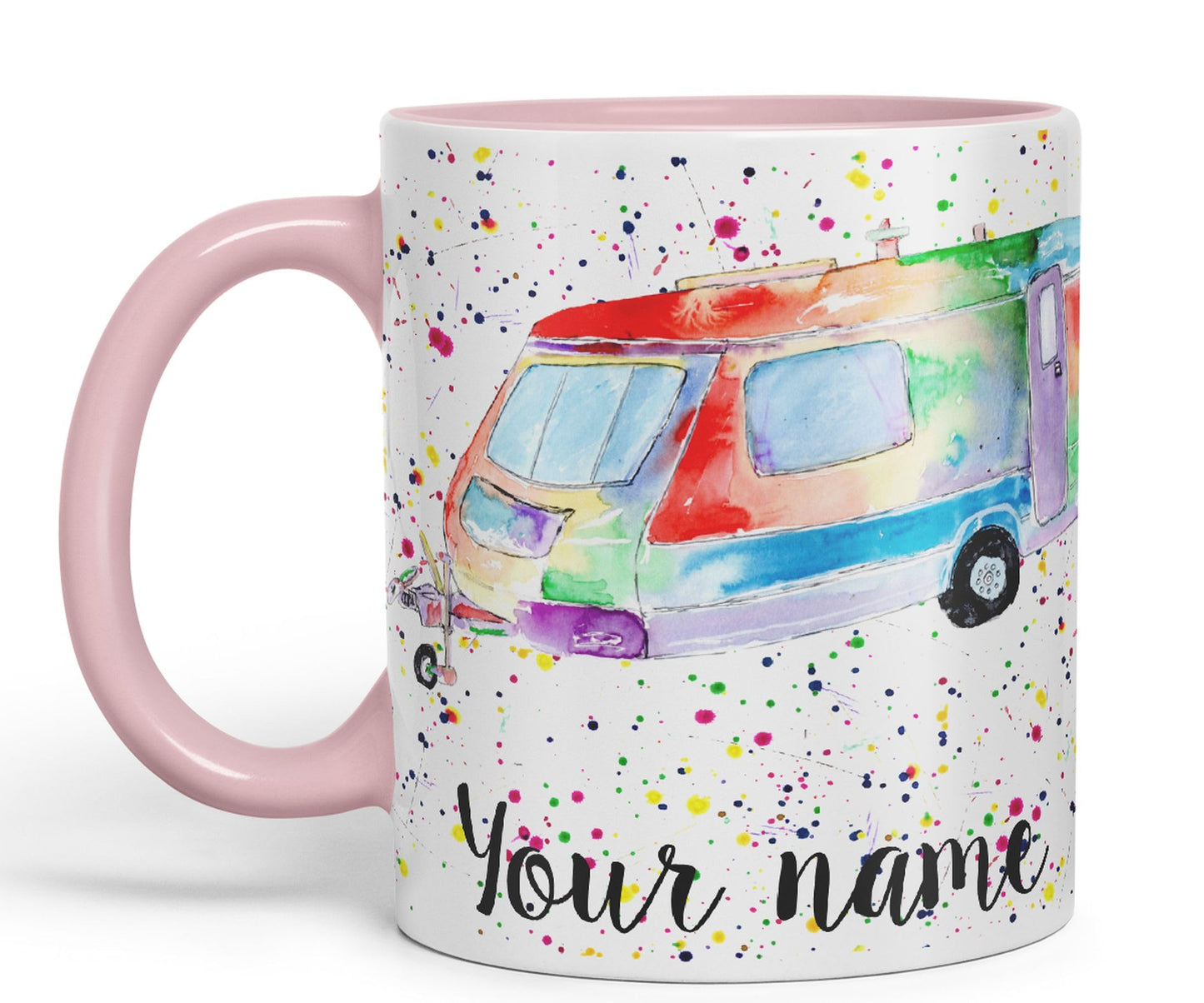 Vixar Personalised with Your Text Tourer Caravan Holiday Home Art Coloured Ceramic Mug Cup Gift 330ml 11oz Custom Work Office Tea Coffee