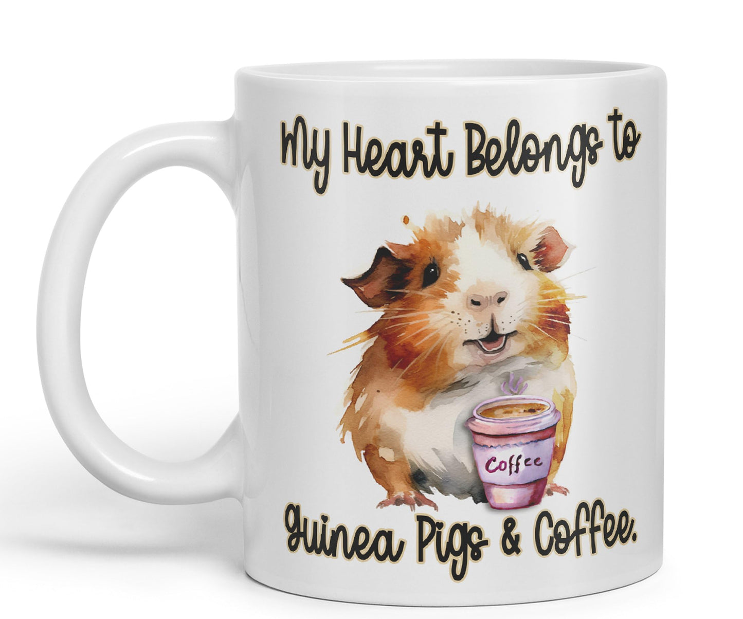 My Heart Belongs to Guine Pig & Coffee, Joke sarkasm Sarcastic Ceramic Coloured Mug Cup for Tea Coffee Hot Brew 330ml 11Oz Gift