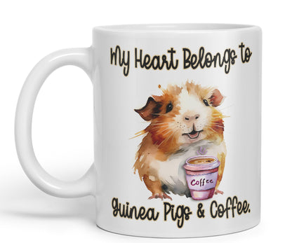 My Heart Belongs to Guine Pig & Coffee, Joke sarkasm Sarcastic Ceramic Coloured Mug Cup for Tea Coffee Hot Brew 330ml 11Oz Gift