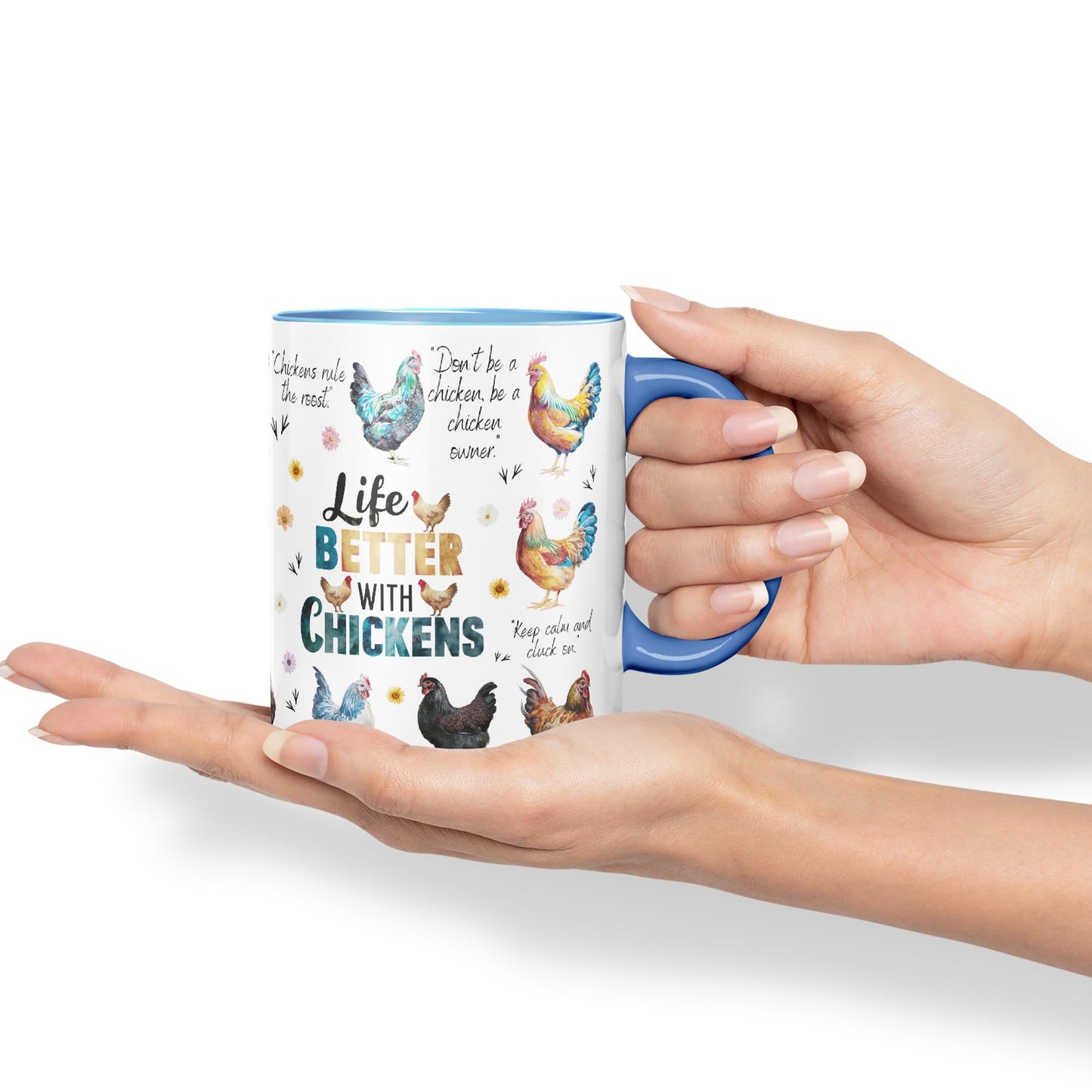 Life Better with Chickens Joke sarkasm Sarcastic Ceramic Coloured Mug Cup for Tea Coffee Hot Brew 330ml 11Oz Gift