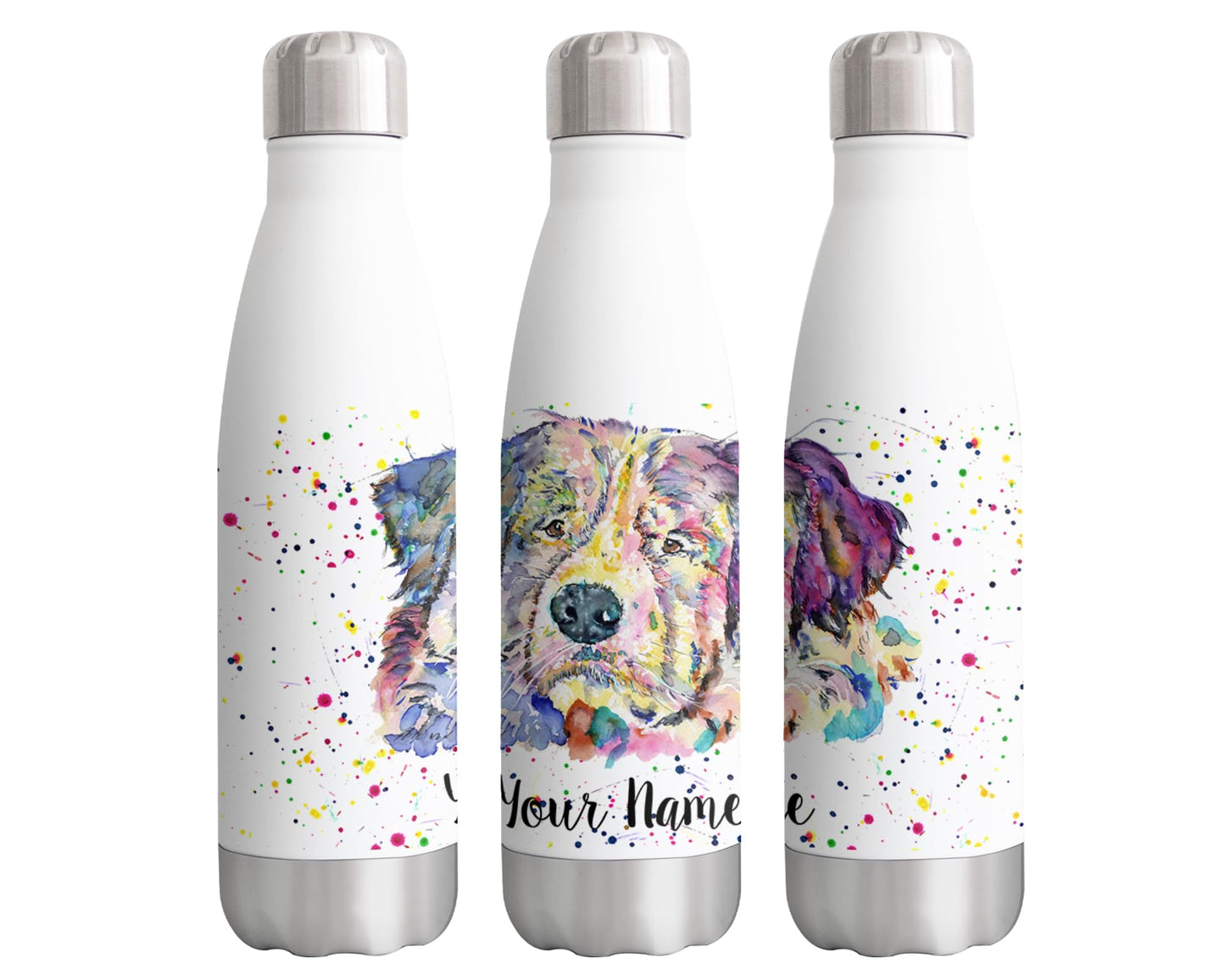 Vixar Bernase Personalised Custom Bottle with your Text/name Mountain Dog pet Watercolour Animals Bottle Double Wall Insulated Stainless Steel Sport Drinks 500ml