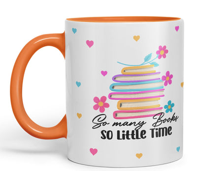 Vixar So Many Books so Little time Book Reader Gift Presents Coloured Ceramic Mug Cup Gift 330ml 11oz Work Office Tea Coffee