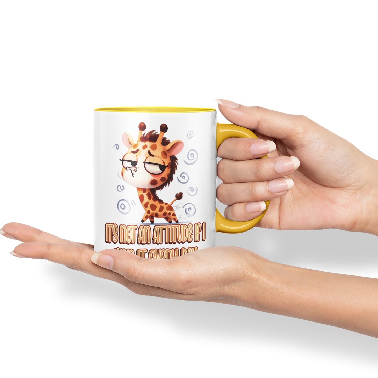 It's not an Attitude if I Have it Every Day… Giraffe Joke sarkasm Sarcastic Ceramic Coloured Mug Cup for Tea Coffee Hot Brew 330ml 11Oz Gift