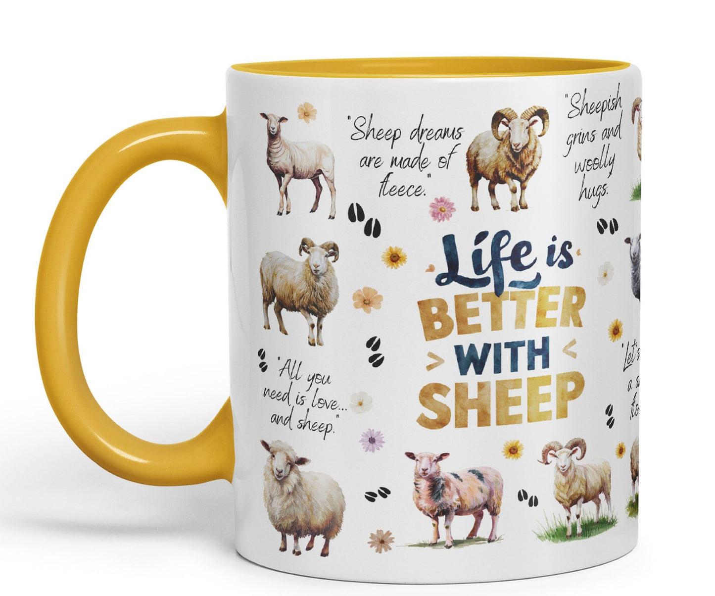 Life Better with Sheep Joke sarkasm Sarcastic Ceramic Coloured Mug Cup for Tea Coffee Hot Brew 330ml 11Oz Gift